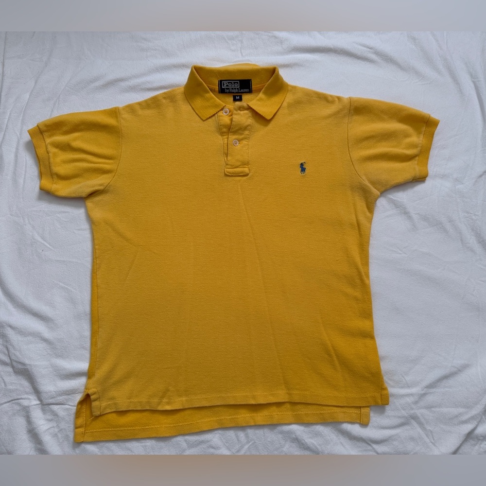Vintage Ralph Lauren Men's Polo Shirt in Vibrant Yellow